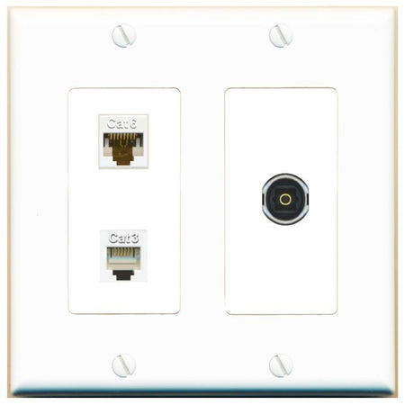CAT6 PHONE TOSLINK Wall Plate [White]