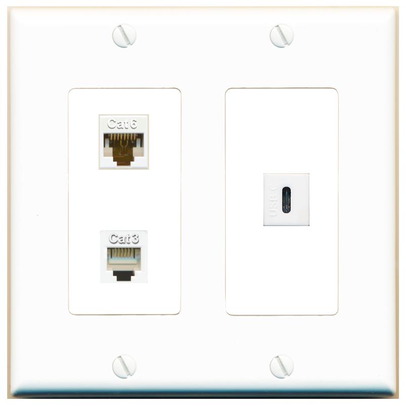 CAT6 PHONE USBC Wall Plate [White]