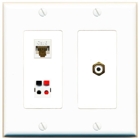 CAT6 RCA-WHITE SPEAKER Wall Plate [White]