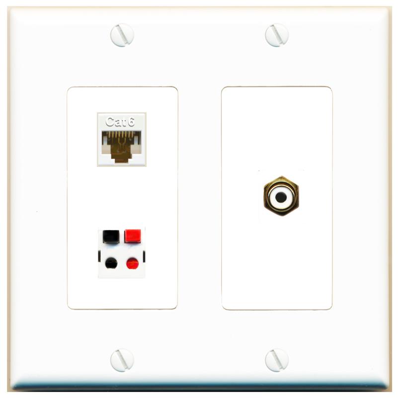 CAT6 RCA-WHITE SPEAKER Wall Plate [White]