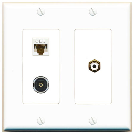 CAT6 RCA-WHITE TOSLINK Wall Plate [White]