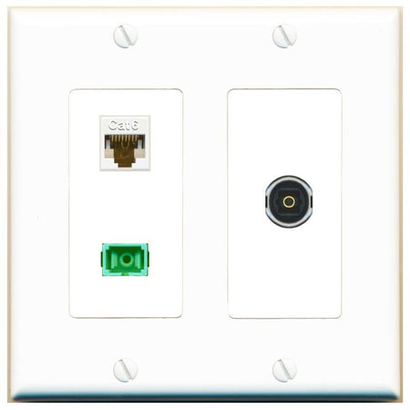 CAT6 SC-APC-SX TOSLINK Wall Plate [White]