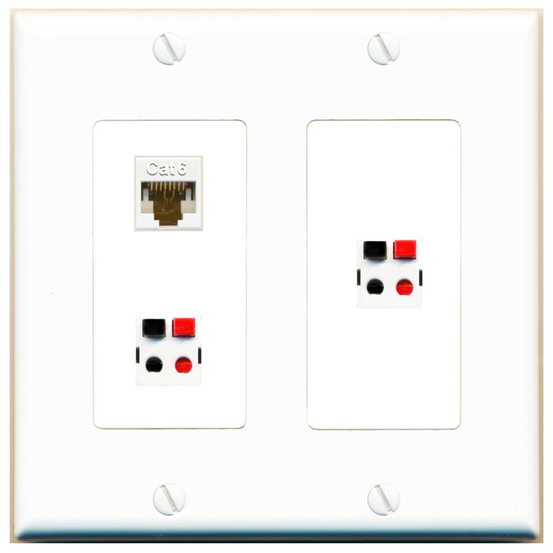 CAT6 2 SPEAKER Wall Plate [White]