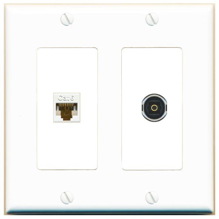 CAT6 TOSLINK Wall Plate [White]