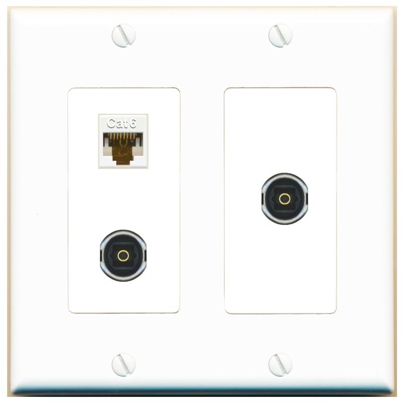 CAT6 2 TOSLINK Wall Plate [White]