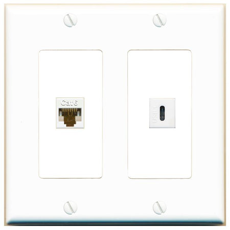 CAT6 USBC Wall Plate [White]