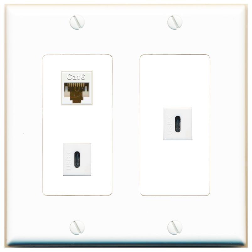 CAT6 2 USBC Wall Plate [White]