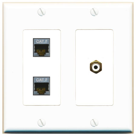 2 CAT7 RCA-WHITE Wall Plate [White]
