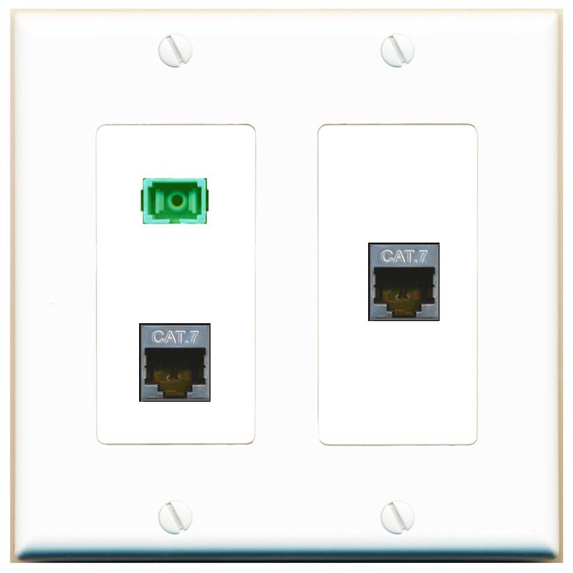 2 CAT7 SC-APC-SX Wall Plate [White]