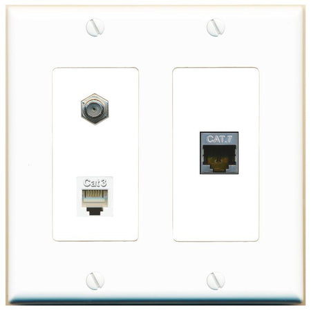 CAT7 COAX PHONE Wall Plate [White]