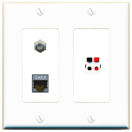 CAT7 COAX SPEAKER Wall Plate [White]