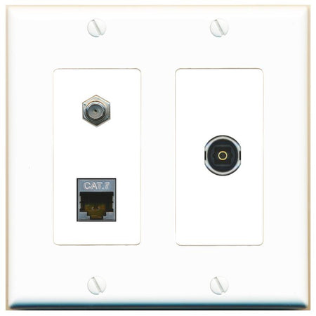 CAT7 COAX TOSLINK Wall Plate [White]