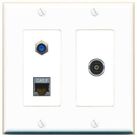 CAT7 F81 TOSLINK Wall Plate [White]