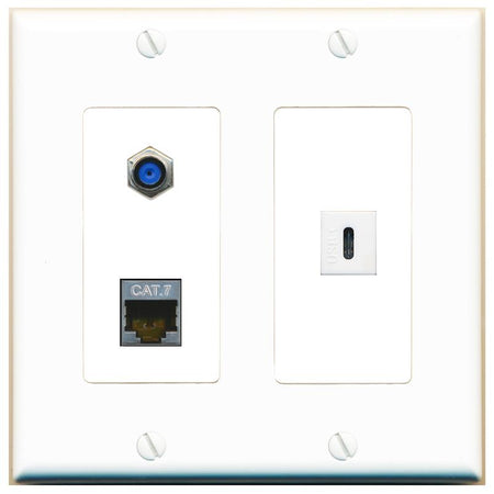 CAT7 F81 USBC Wall Plate [White]