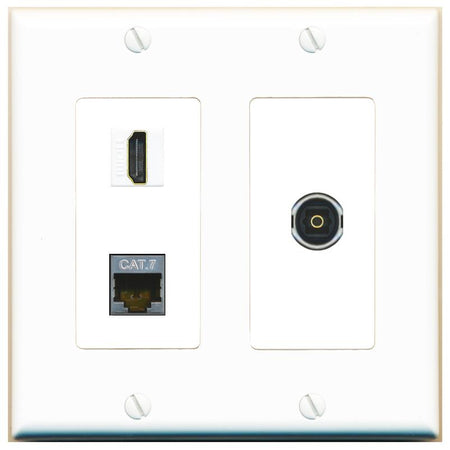 CAT7 HDMI TOSLINK Wall Plate [White]