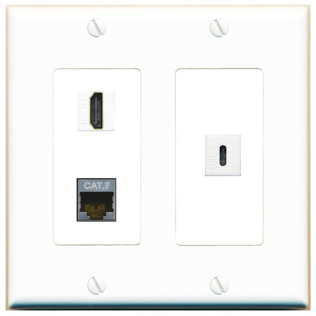 CAT7 HDMI USBC Wall Plate [White]
