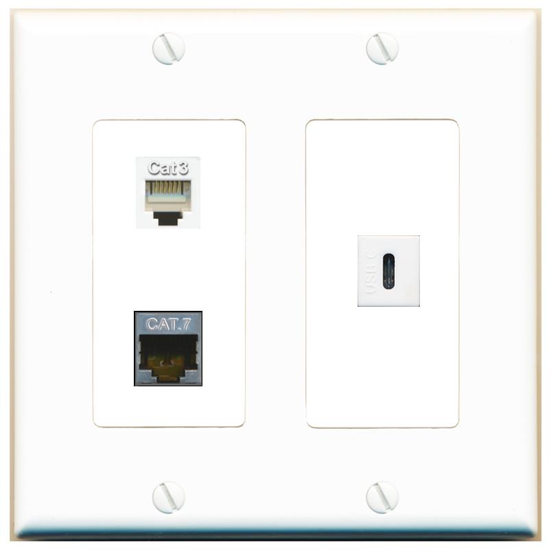 CAT7 PHONE USBC Wall Plate [White]