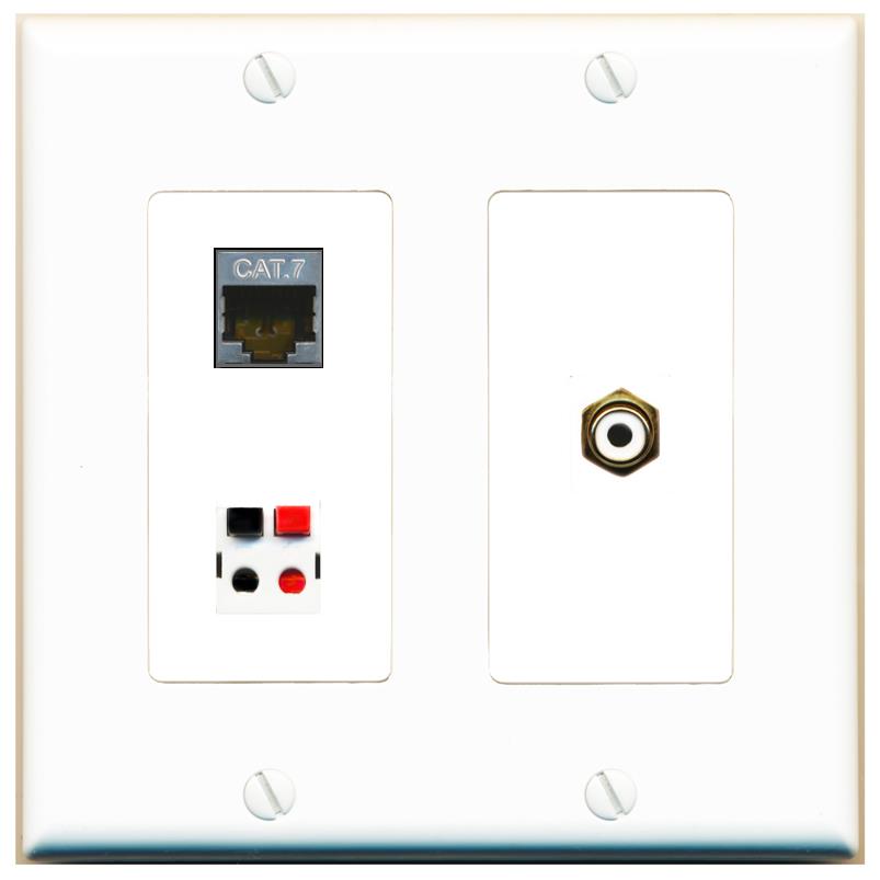CAT7 RCA-WHITE SPEAKER Wall Plate [White]