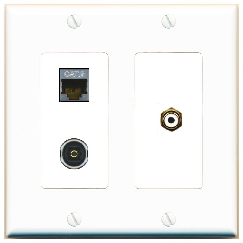 CAT7 RCA-WHITE TOSLINK Wall Plate [White]