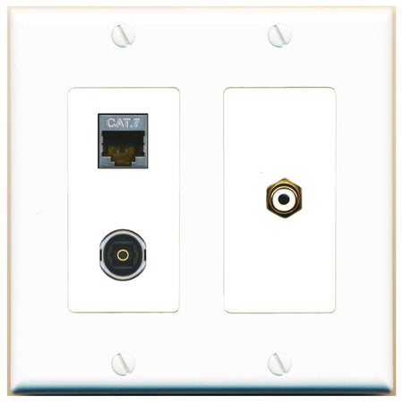 CAT7 RCA-WHITE TOSLINK Wall Plate [White]