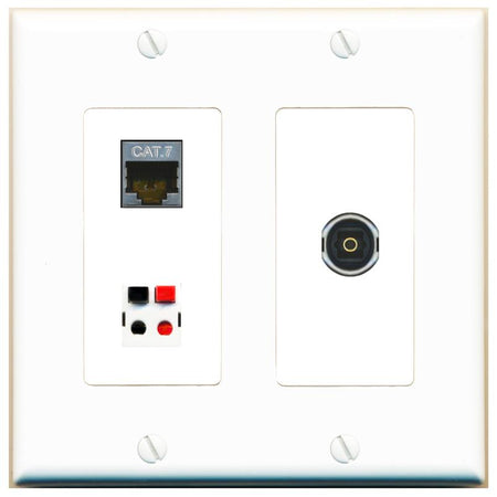 CAT7 SPEAKER TOSLINK Wall Plate [White]