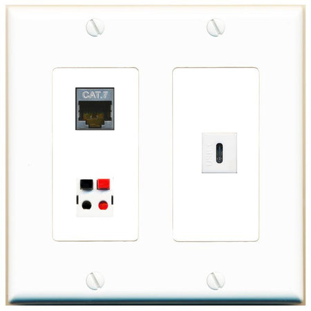CAT7 SPEAKER USBC Wall Plate [White]