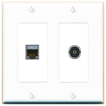 CAT7 TOSLINK Wall Plate [White]