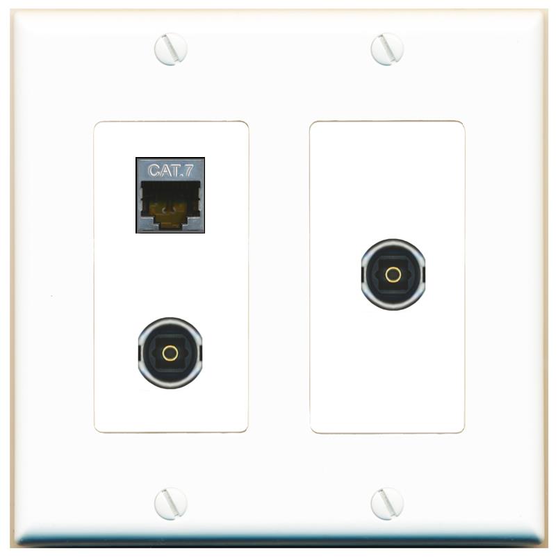 CAT7 2 TOSLINK Wall Plate [White]