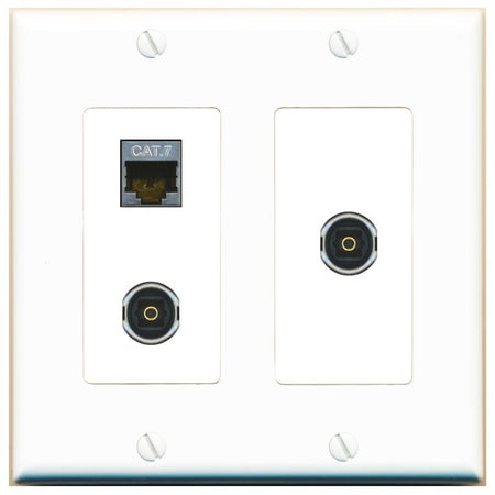 CAT7 2 TOSLINK Wall Plate [White]