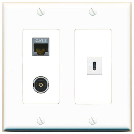 CAT7 TOSLINK USBC Wall Plate [White]