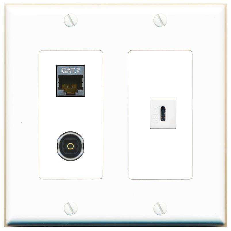 CAT7 TOSLINK USBC Wall Plate [White]