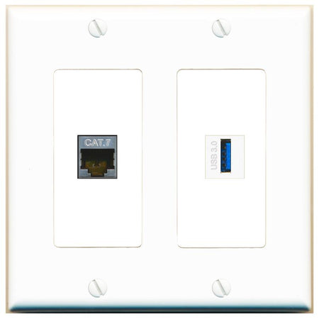 CAT7 USB-3 Wall Plate [White]