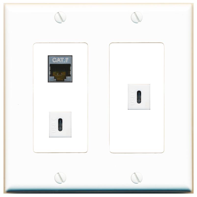 CAT7 2 USBC Wall Plate [White]