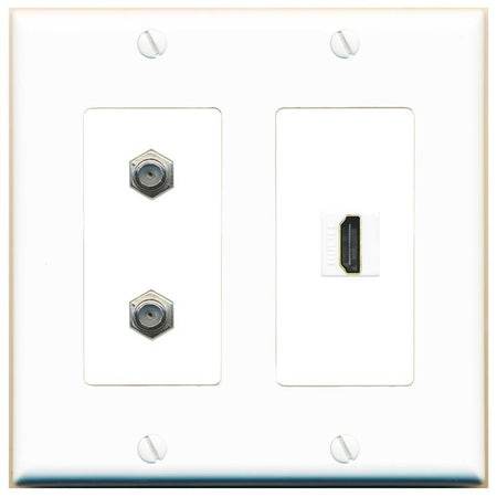 2 COAX HDMI Wall Plate [White]
