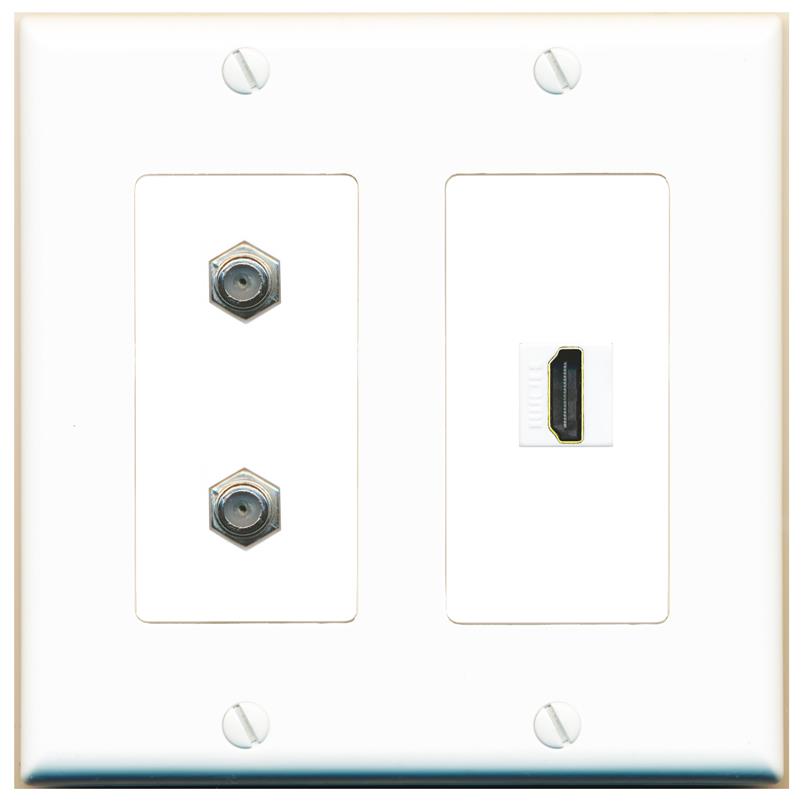 2 COAX HDMI Wall Plate [White]