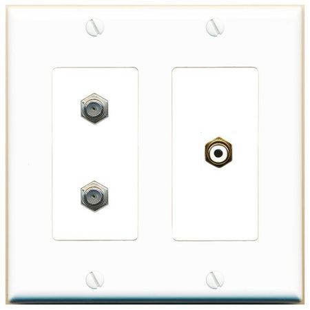 2 COAX RCA-WHITE Wall Plate [White]