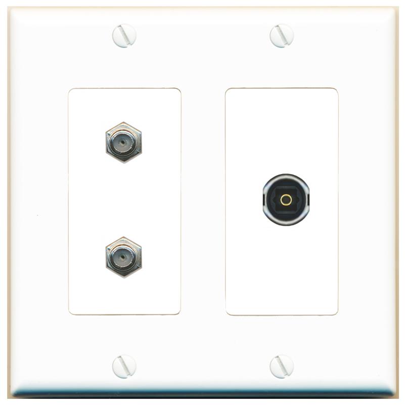 2 COAX TOSLINK Wall Plate [White]