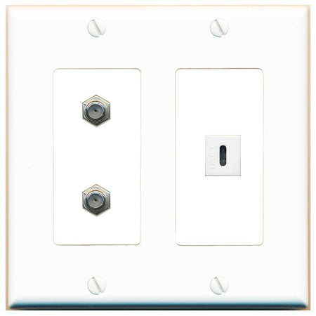 2 COAX USBC Wall Plate [White]
