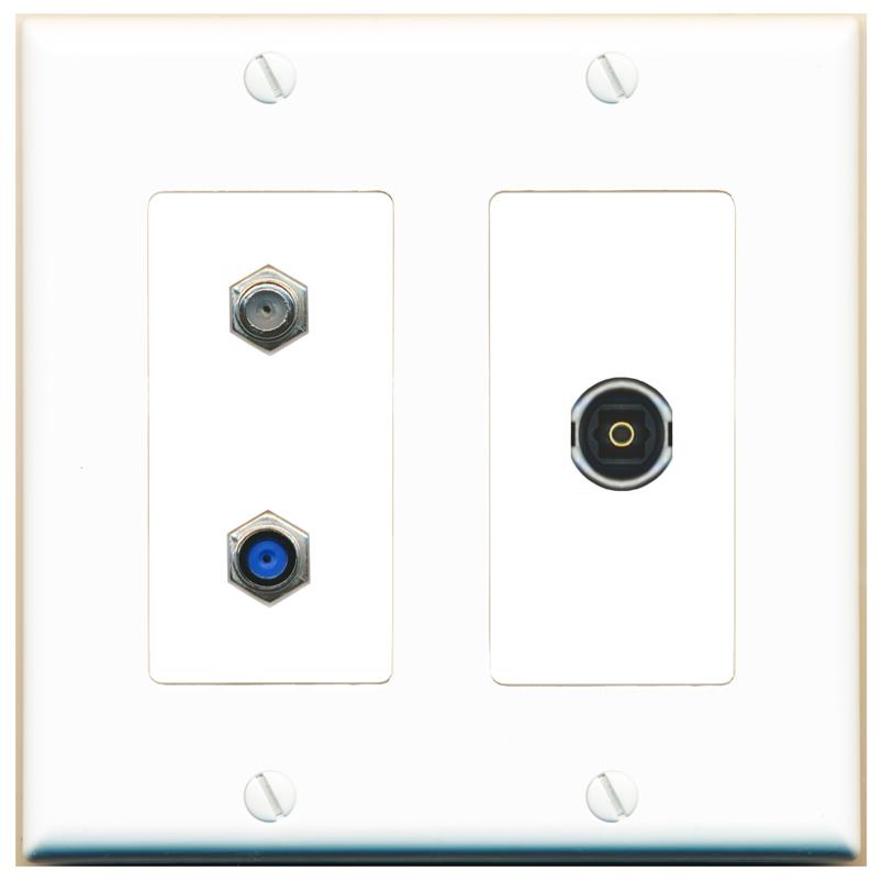 COAX F81 TOSLINK Wall Plate [White]