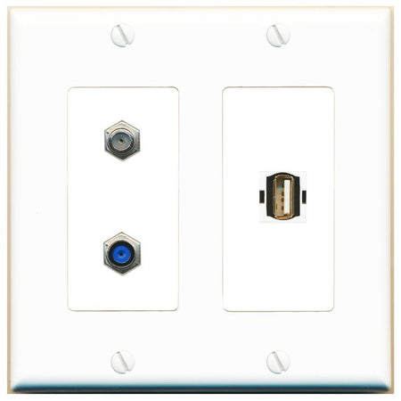 COAX F81 USB2 Wall Plate [White]