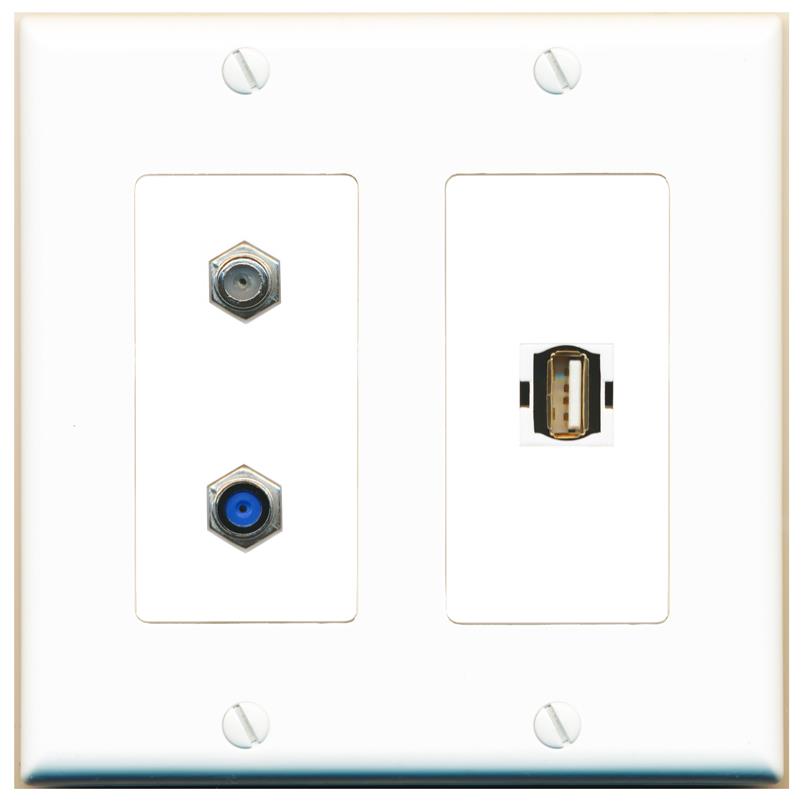 COAX F81 USB2 Wall Plate [White]