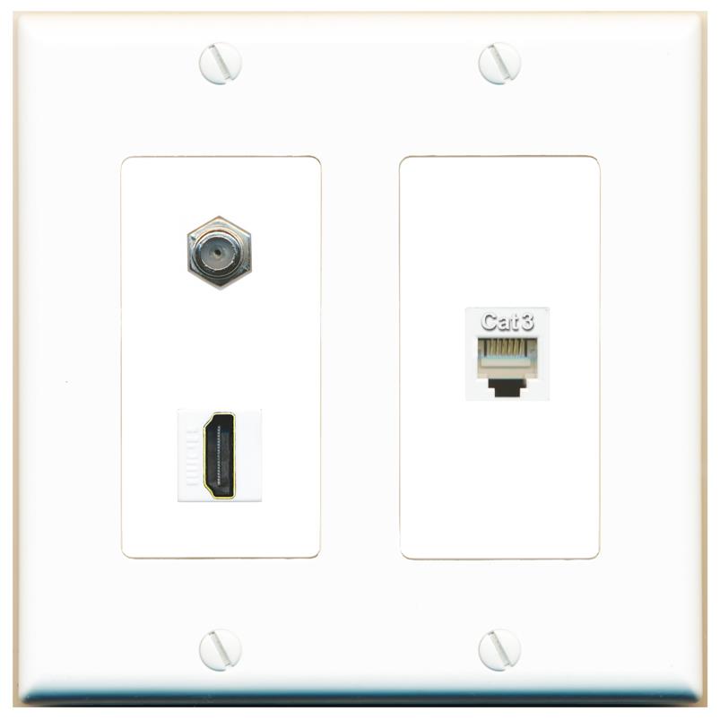 COAX HDMI PHONE Wall Plate [White]