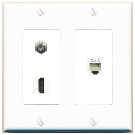 COAX HDMI PHONE Wall Plate [White]