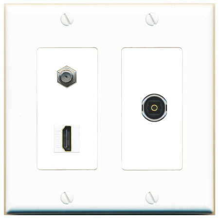 COAX HDMI TOSLINK Wall Plate [White]