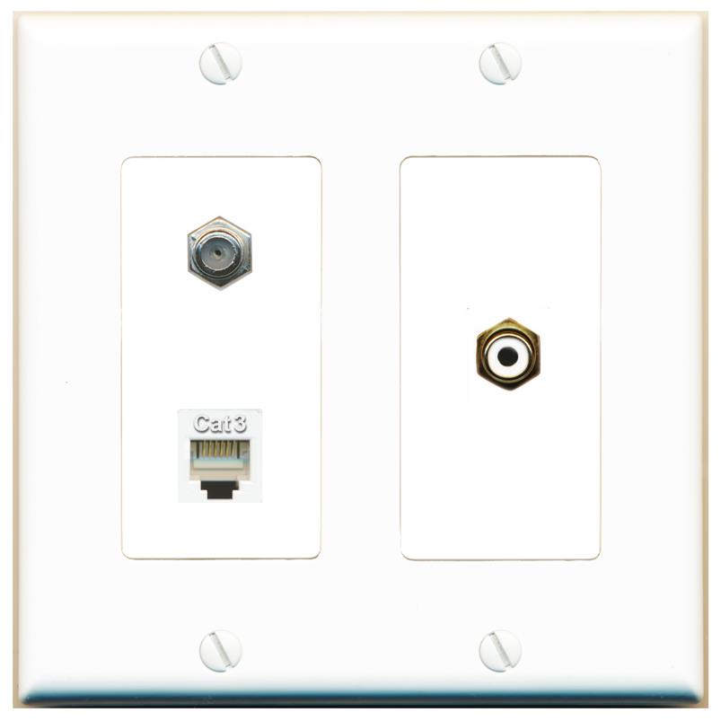 COAX PHONE RCA-WHITE Wall Plate [White]