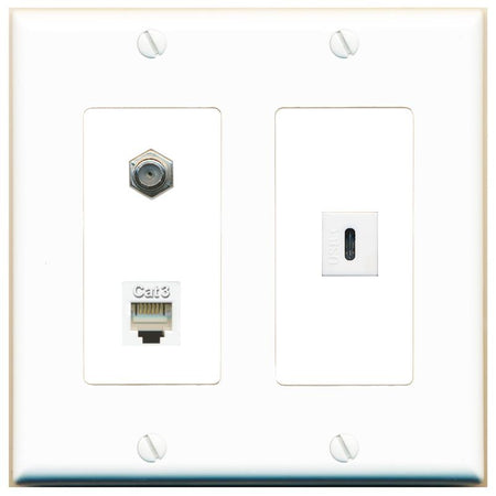 COAX PHONE USBC Wall Plate [White]