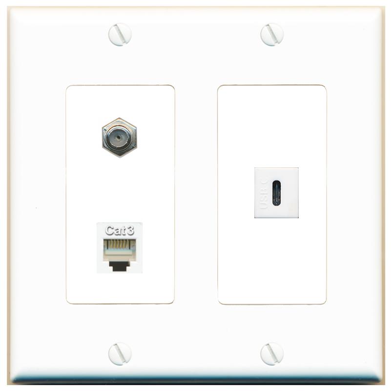 COAX PHONE USBC Wall Plate [White]