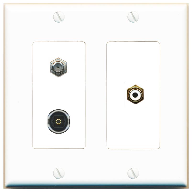 COAX RCA-WHITE TOSLINK Wall Plate [White]