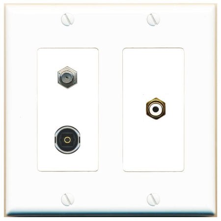 COAX RCA-WHITE TOSLINK Wall Plate [White]