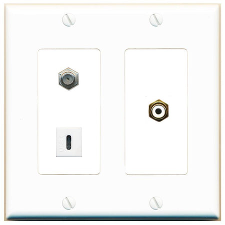 COAX RCA-WHITE USBC Wall Plate [White]